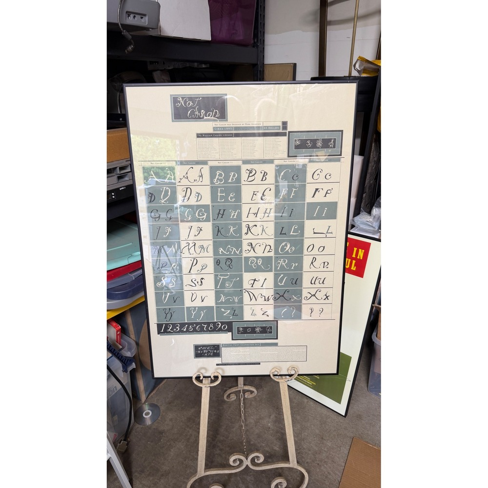 Vintage Emigre Not Caslon Typography Poster Mark Andresen 1995‎ Framed 23x33